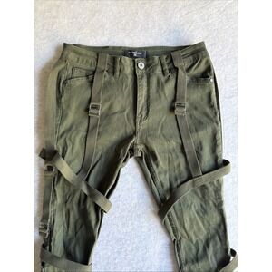 Serenede Men's Denim Green Jeans Belt Straps SKINNY Size 32x32